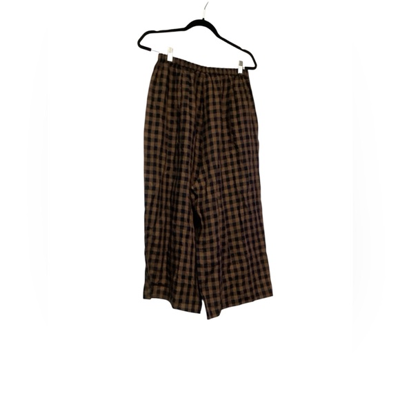 CROPPED LINEN PANTS - PLAID - Picture 4 of 6